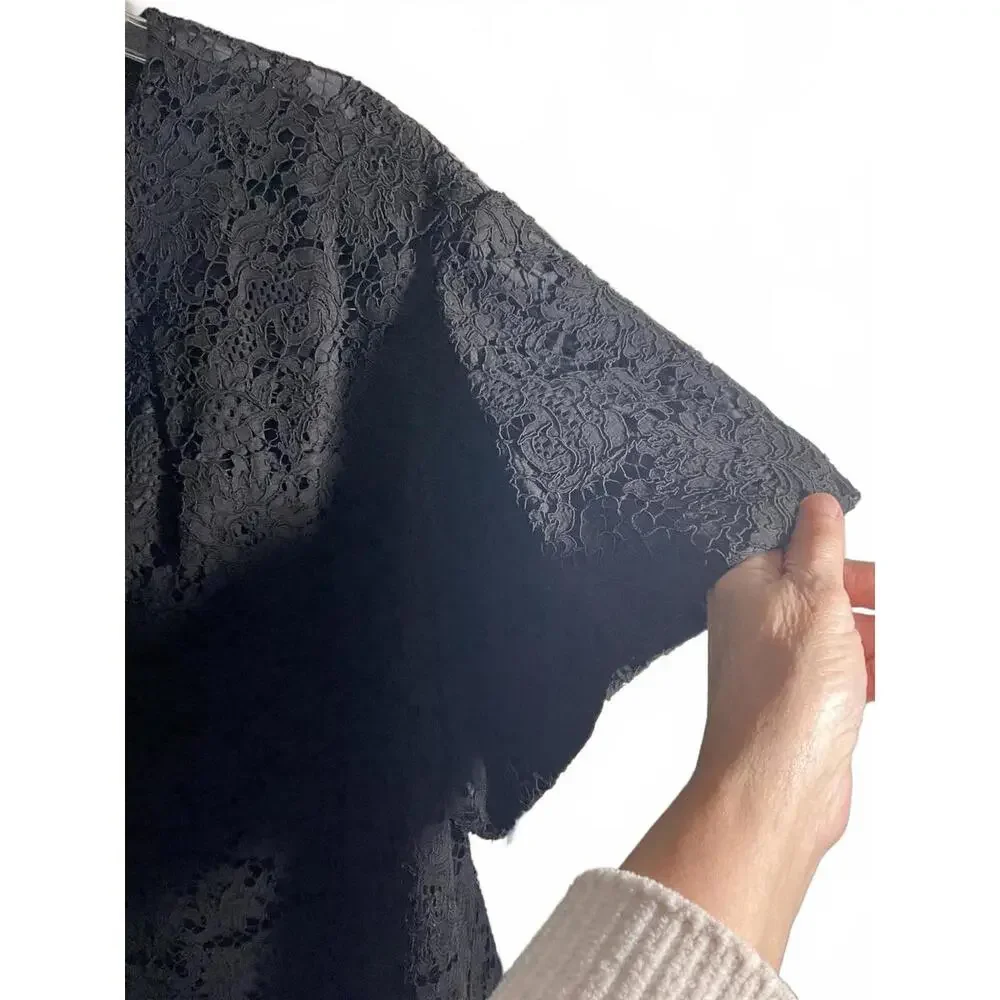 Elegant Black Lace Bolero Jacket with Beautiful Jeweled Buttons Large/XLarge - Picture 3 of 14